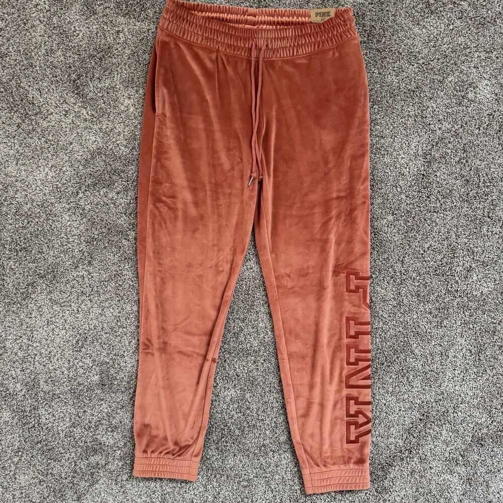 PINK Victoria's Secret VS Velour Skinny Joggers Burnt Orange Size Medium NWT